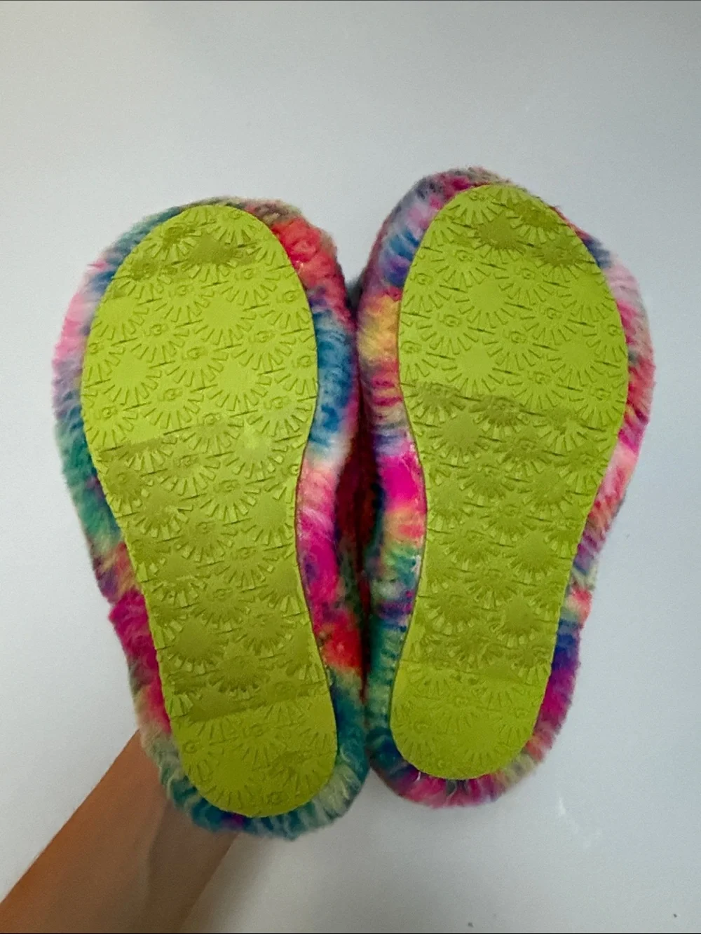 UGG Kids Multicolor Rainbow Fuzzy Slide Slippers